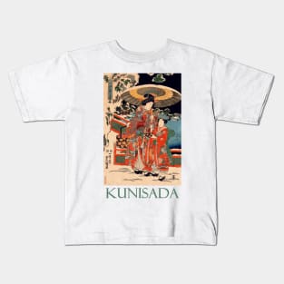 Snow in the Palace Garden by Utagawa Kunisada Kids T-Shirt